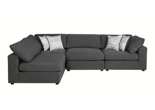 4 PC Feather & Foam Seating Modular Sectional in Charcoal
