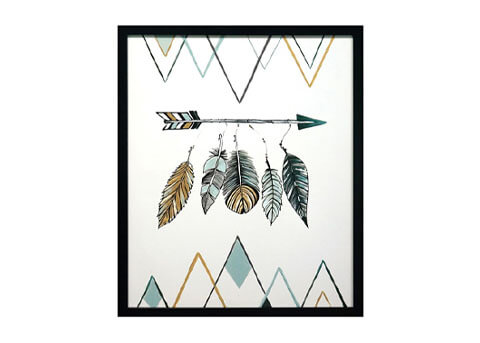 Framed Feather & Arrow Wall Art