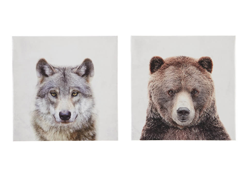 Wolf & Bear Wall Art Set