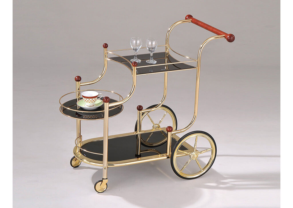 3-Tier Gold Plated Bar Cart