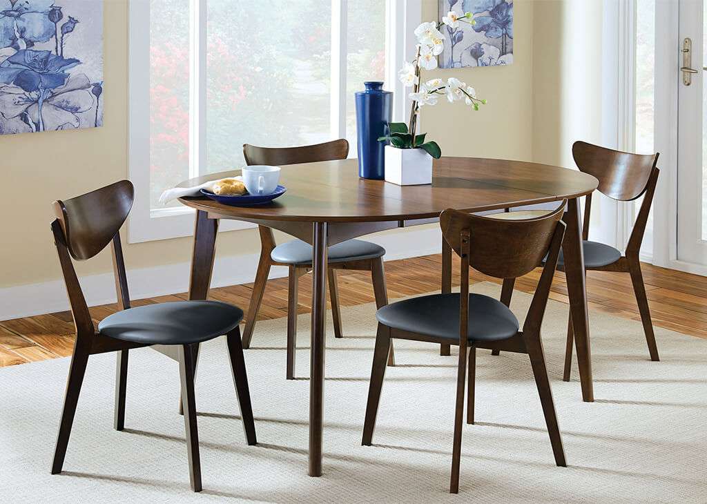 5 PC Dark Walnut Mid-Century Dining Set