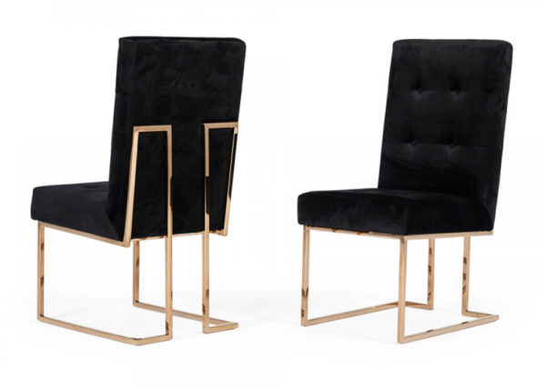 Black Velvet & Rose Gold Dining Chair Set
