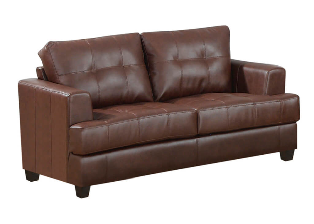 Breathable Leatherette Loveseat in Brown