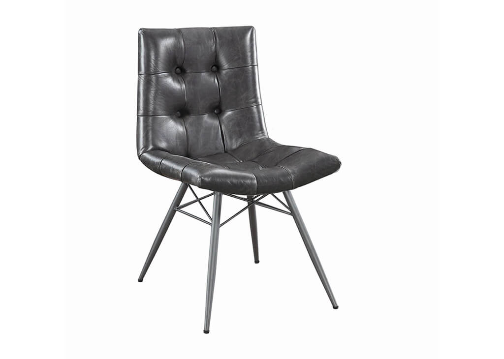 Charcoal Leatherette Dining Chair Set