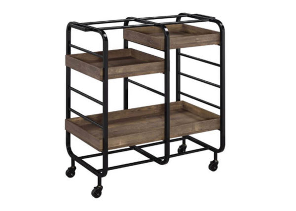 Contemporary Wood Tray Bar Cart in Black