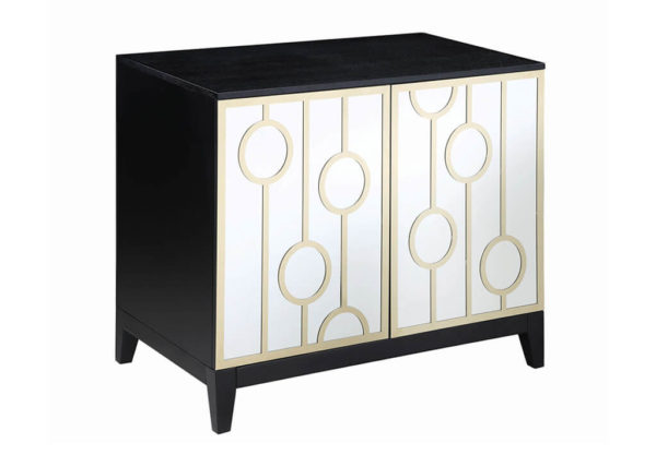 Glam Black & Gold Mirrored Accent Cabinet