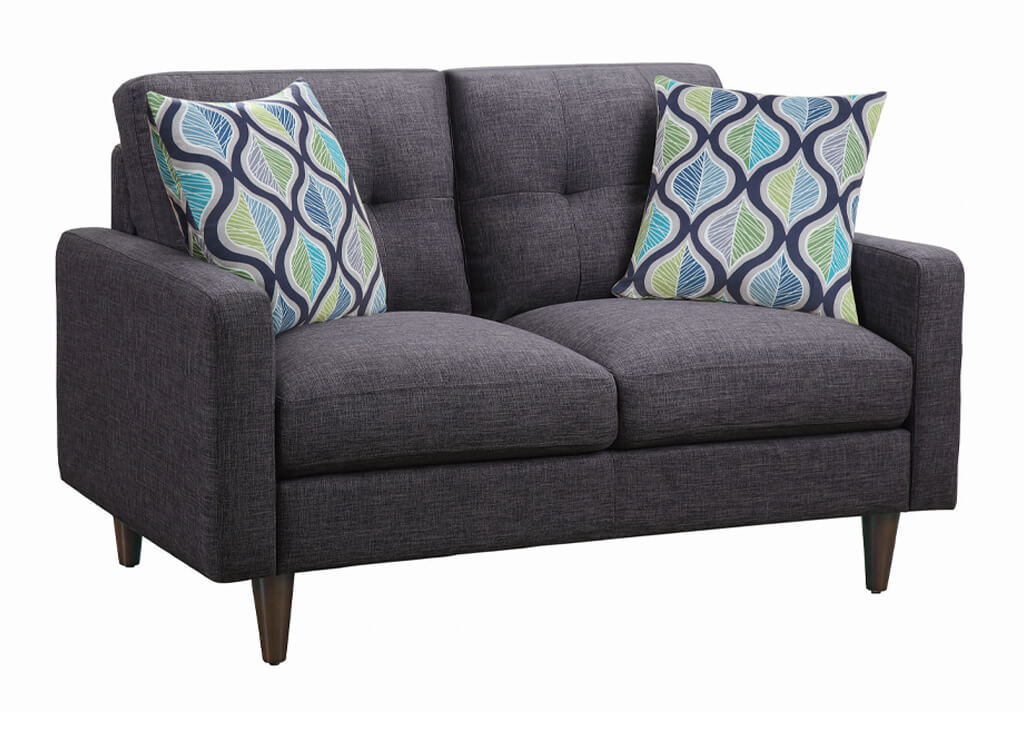 Gray Tufted Linen-Like Loveseat