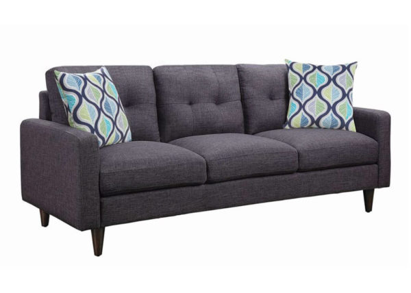Gray Tufted Linen-Like Sofa