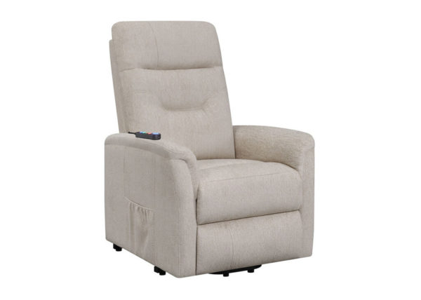 Microfiber Power Lift Recliner W/ Massage Function in Beige