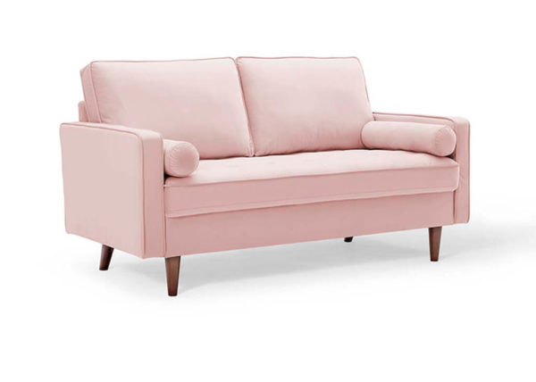 Mid-century Modern Velvet Loveseat in Pink