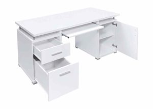 Modern Computer Desk w/ Storage in White