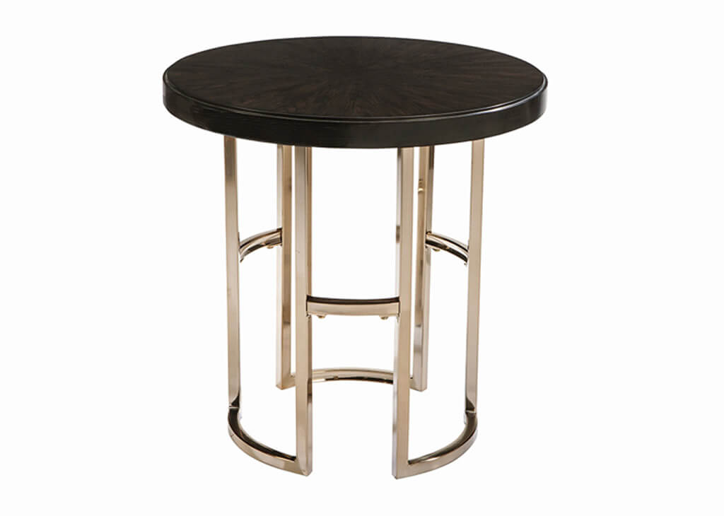 Round Rose Brass & Brown End Table