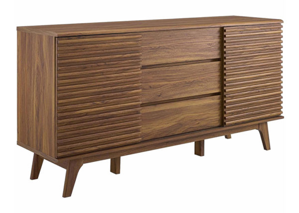 Sleek Mid-Century Walnut Buffet & TV Stand