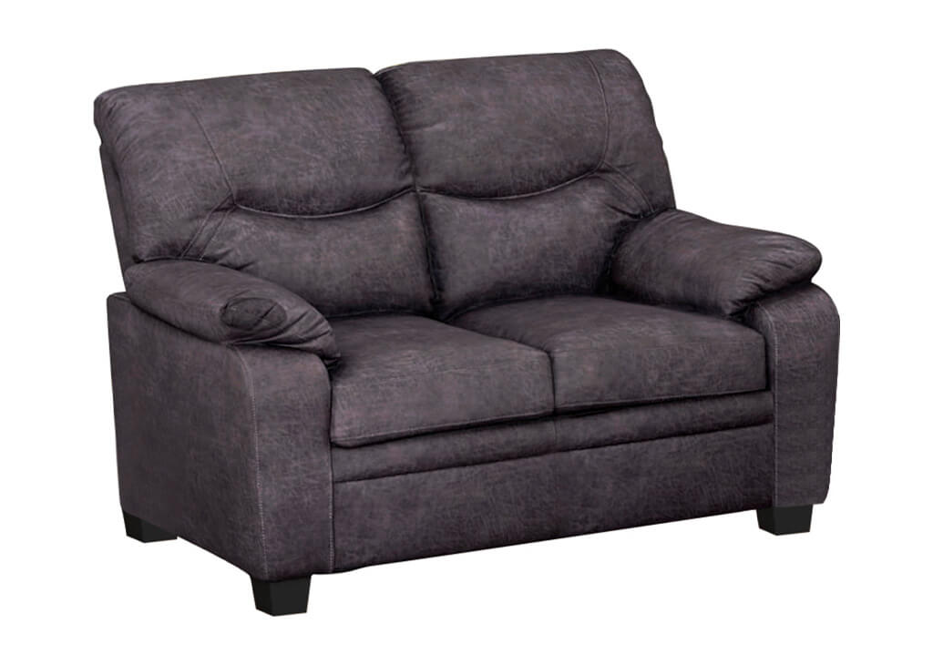 Transitional Microfiber Loveseat in Charcoal
