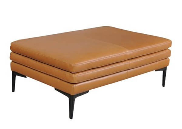 Contemporary Top-Grain Leather Ottoman