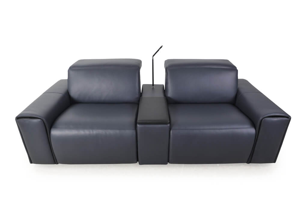 Black Italian Leather Power Recliner Sofa