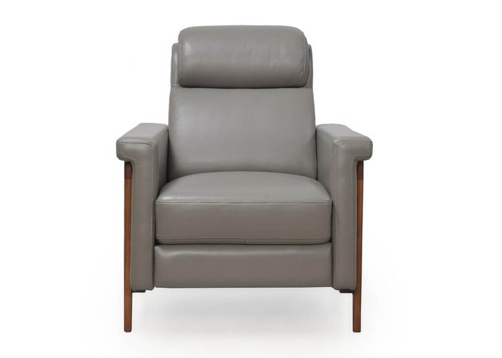 Contemporary Gray Italian Leather Recliner Chair