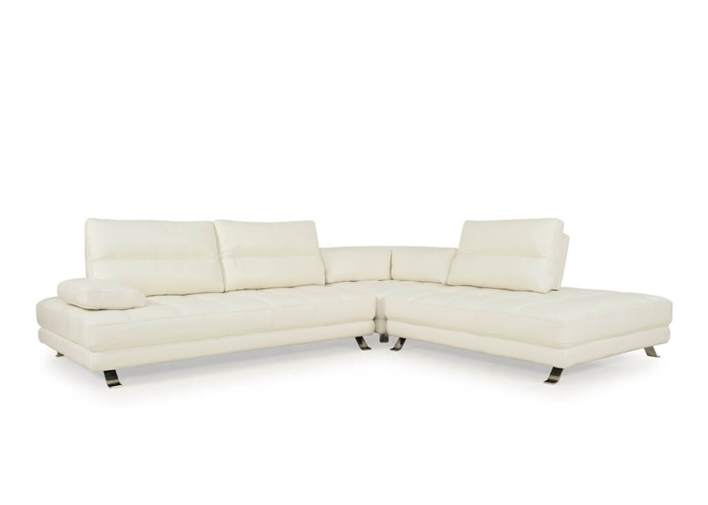 White Tufted Italian Leather Sectional