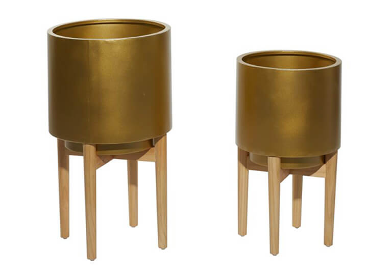 Contemporary 2 PC Planter Set in Gold