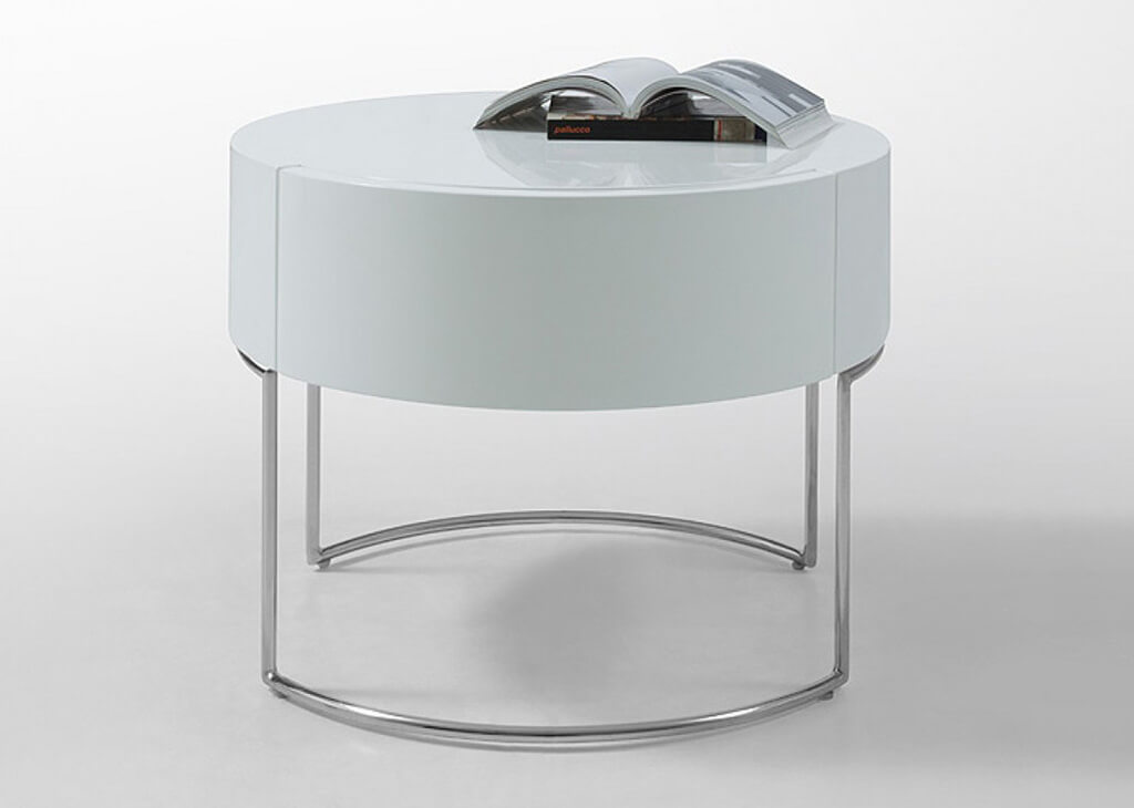 Contemporary White High Gloss Nightstand