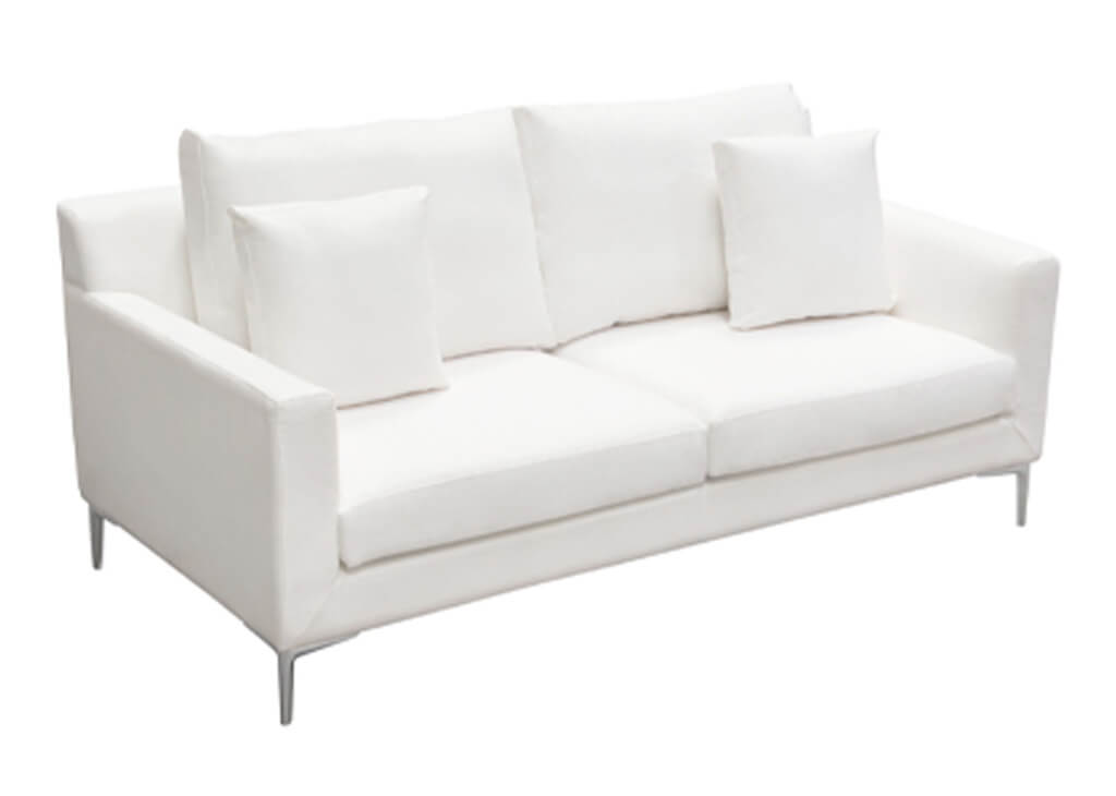 Contemporary White Linen Loveseat