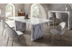 Faux Marble & Gray Velvet 5 PC Dining Set