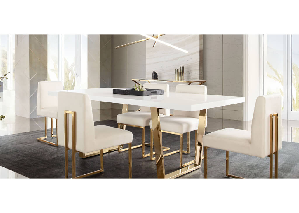 Glam White & Gold 5 PC Dining Set