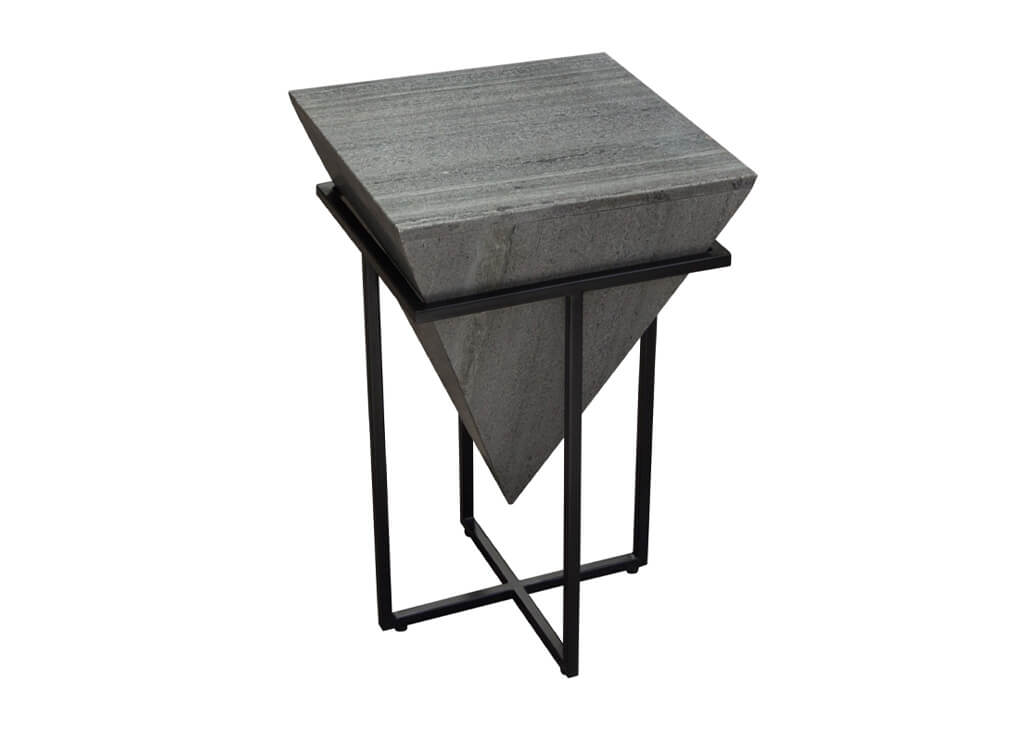 Gray Marble Pyramid Accent Table