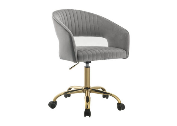 Gray Velvet & Gold Office Chair