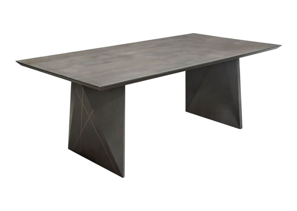 Gray Mango Wood & Silver Inlay Dining Table