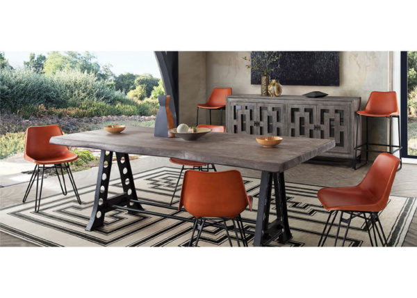 Industrial Acacia Wood & Leather 5 PC Dining Set
