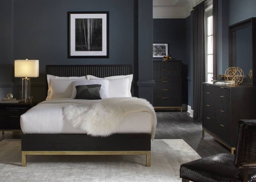 Black bed store frame modern