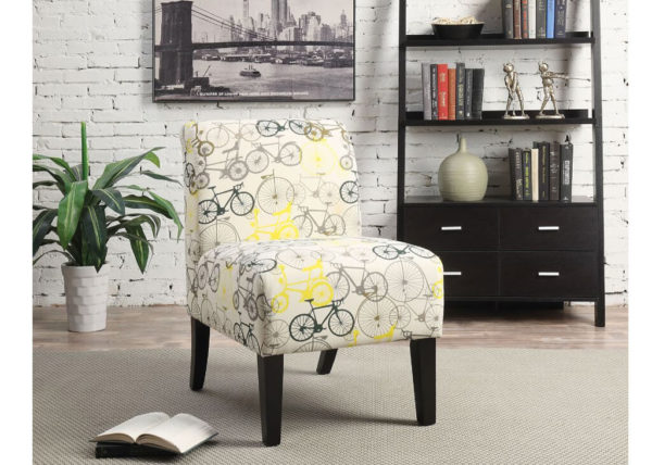 Multicolored Bike Pattern Accent Chair