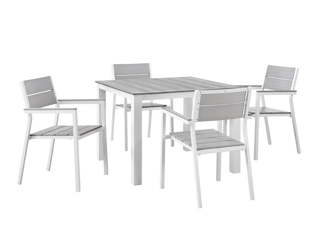 Outdoor 5 PC Dining Set in White