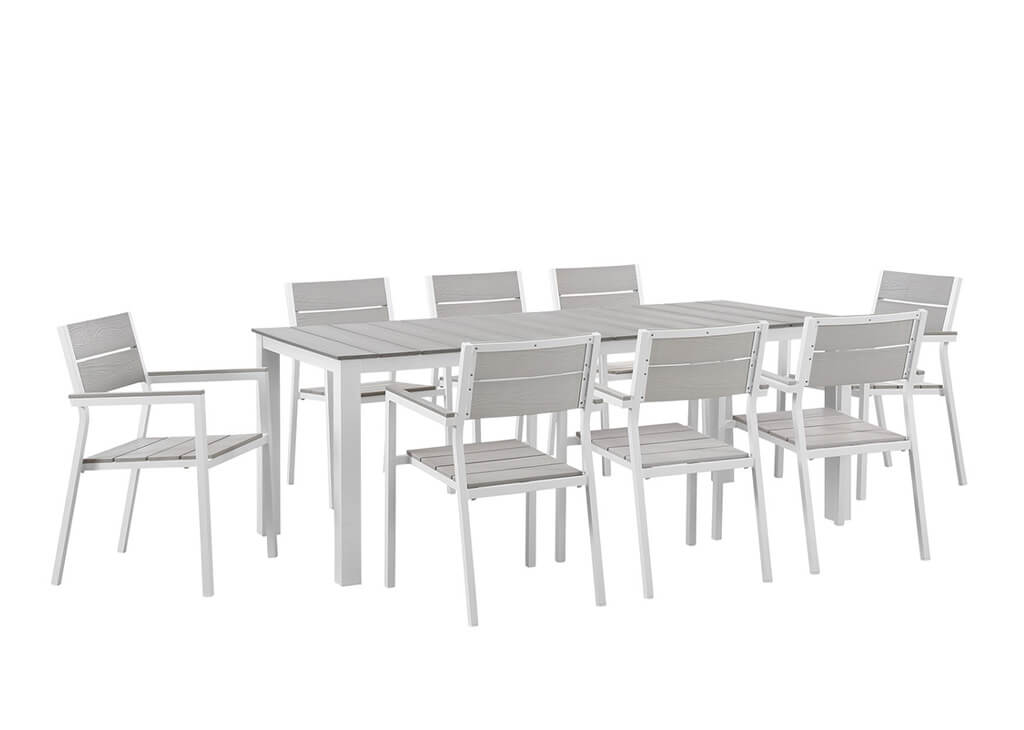 Outdoor 9 PC Dining Set in White
