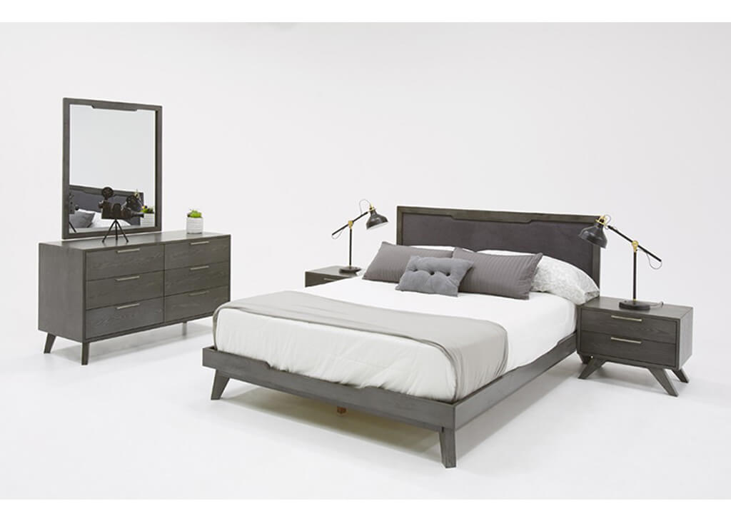 Gray Mid Century Bed Frame Caravana Furniture