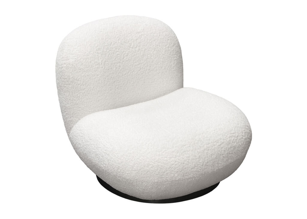 White Faux Sheepskin Swivel Chair