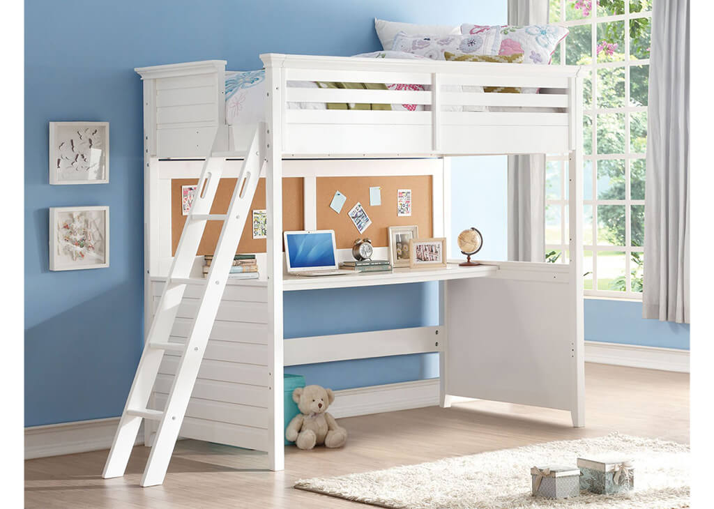 White Twin Loft Bed Frame