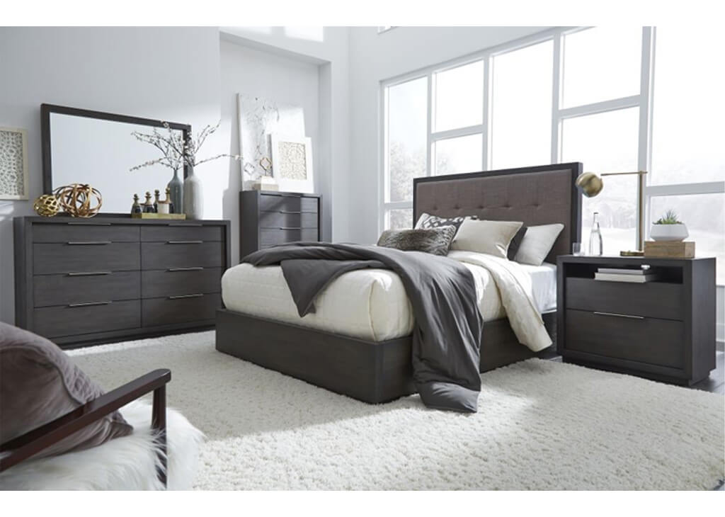 Queen Basalt Gray Tufted Storage 5 PC Bedroom Set