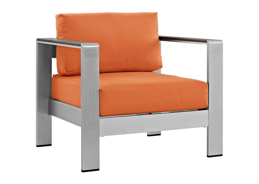 Contemporary Aluminum Outdoor Armchair in Orange
