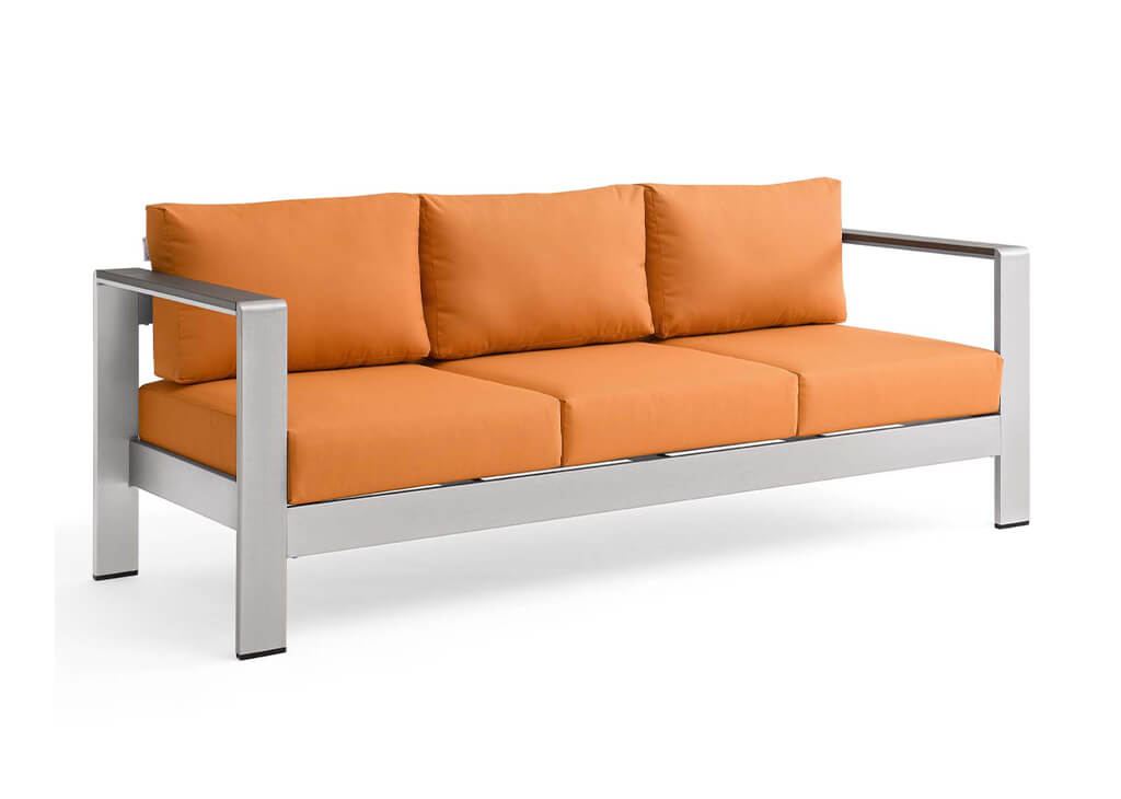 Contemporary Aluminum Outdoor Sofa in Orange