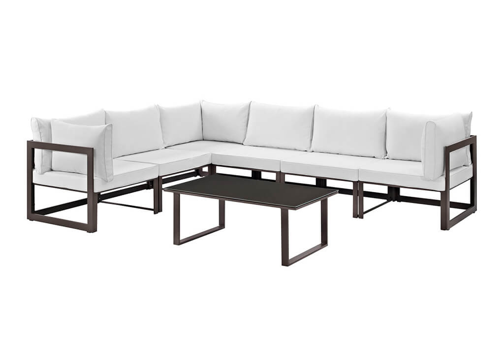 Contemporary Outdoor Sectional Set in White
