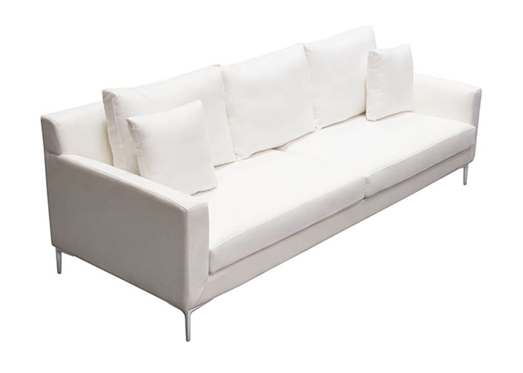Contemporary White Linen Sofa