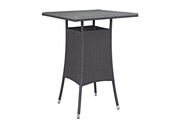 Espresso Outdoor Faux Rattan Bar Table