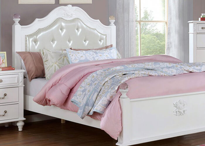 Full Glam White Youth Bed Frame