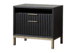 Modern Black Oak & Brass Nightstand