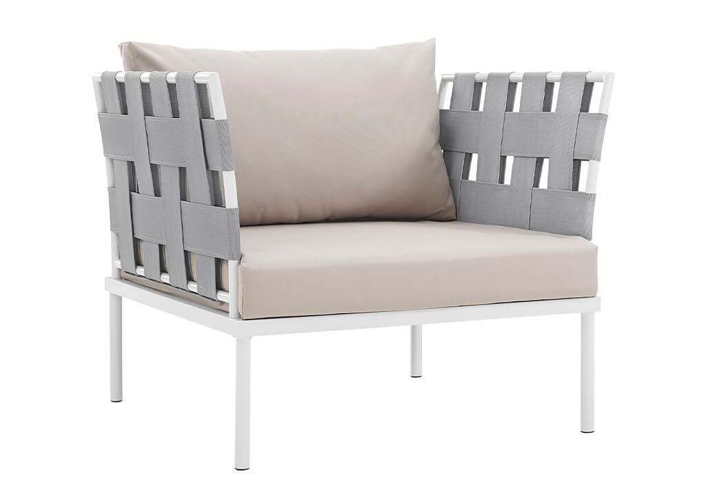 Outdoor Aluminum & Fabric Weave Armchair in Beige