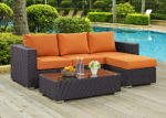 Outdoor Faux Rattan 3 PC Set in Orange