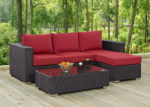 Outdoor Faux Rattan 3 PC Set in Red