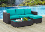 Outdoor Faux Rattan 3 PC Set in Turquoise
